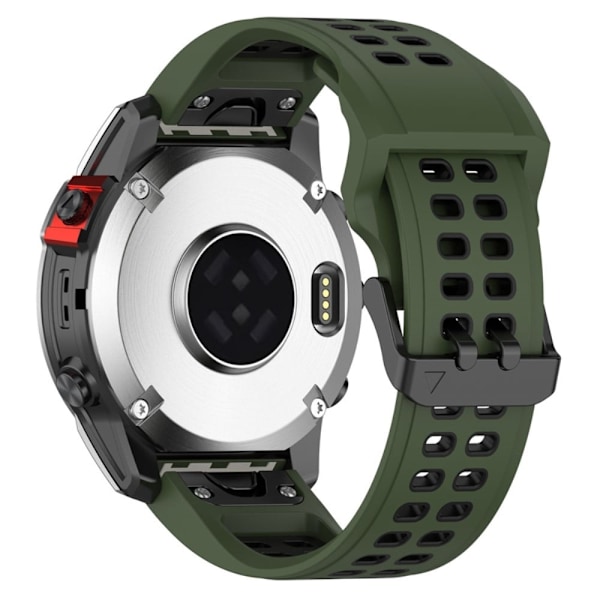 Garmin Enduro 2 / Tactix 7 / Fenix 7 tofarvet silikone urrem - Militærgrøn / Sort Green