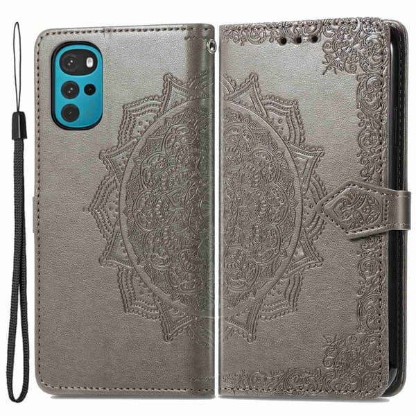 Mandala Motorola Moto G22 Läppäkotelo - Harmaa Silver grey