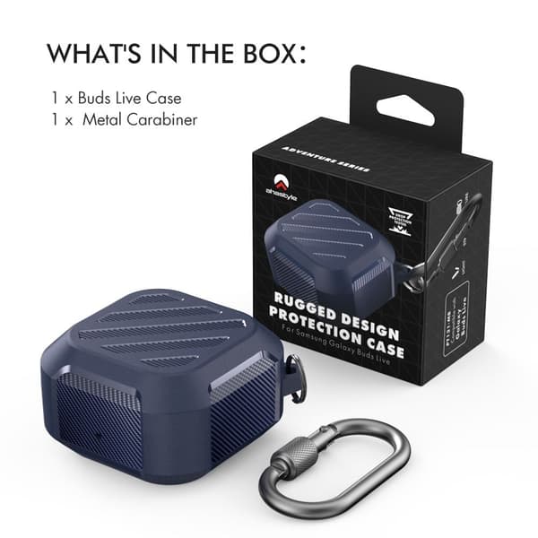 Samsung Galaxy Buds2 / Pro / Live cover med karabinhage - Midnatsblå Blue