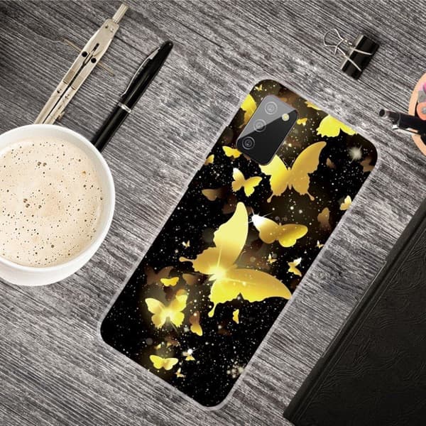 Butterfly läder Samsung Galaxy A02s fodral - Guld Guld