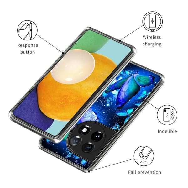 Deco OnePlus Ace 3 / OnePlus 12R deksel - Blå Sommerfugler Blue