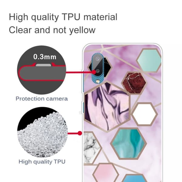 Marble Samsung Galaxy M02 / A02 Etui - Sekskant Fragmenter i Lilla Multicolor