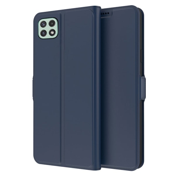 Glat og tyndt premium Samsung Galaxy A22 5G læderetui - Blå Blue