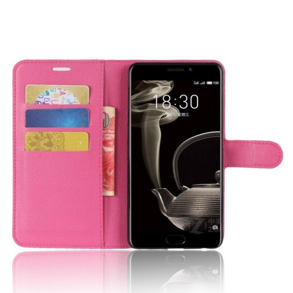 Meizu Pro 7 Plus Læder etui med Litchi tekstur - Rosa Pink