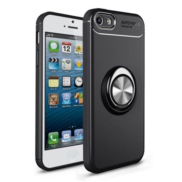 iPhone SE, 5, 5S Snyggt hybrid skal med en ring - Svart grå Silvergrå