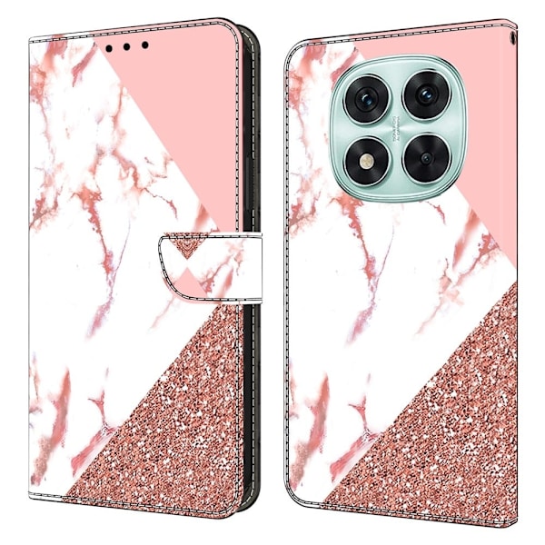 Xiaomi Redmi Note 14 Pro+ 5G plånboksfodral mönster tryck stativ läder flip telefonskal - Triangulär Marmor Rosa