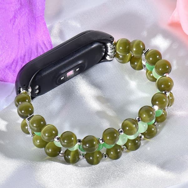 Xiaomi Mi Smart Band 6 / 5 triple bead opal beads urrem - Mørkegrøn Green