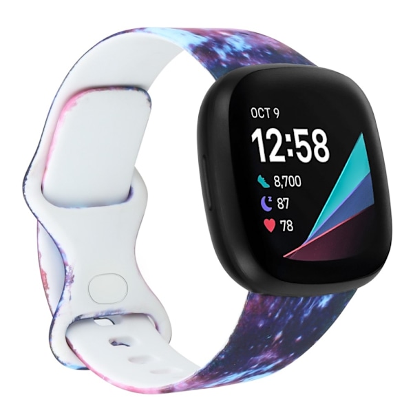 Fitbit Sense 2 / Versa 4 klockarmband i silikon med coolt mönster - Drömlik Lila Nebulosa multifärg