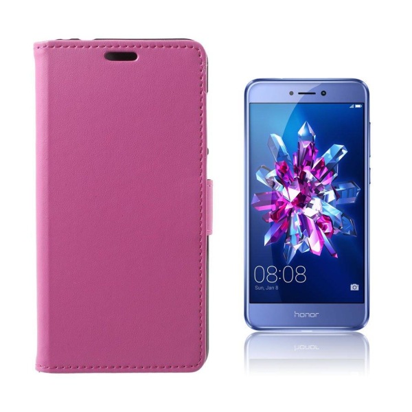 Honor 8 Lite holdbart og flot læder-etui - Hot pink Pink