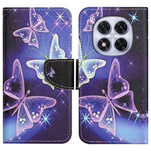 Wonderland Xiaomi Redmi Note 14 Pro 5G / Xiaomi Redmi Note 14 Pro Plus 5G flip-etui - Glitrende Sommerfugl Purple