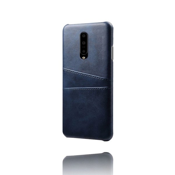 OnePlus 7 Pro dobbelt kortholder læder etui - Mørkeblå Blue
