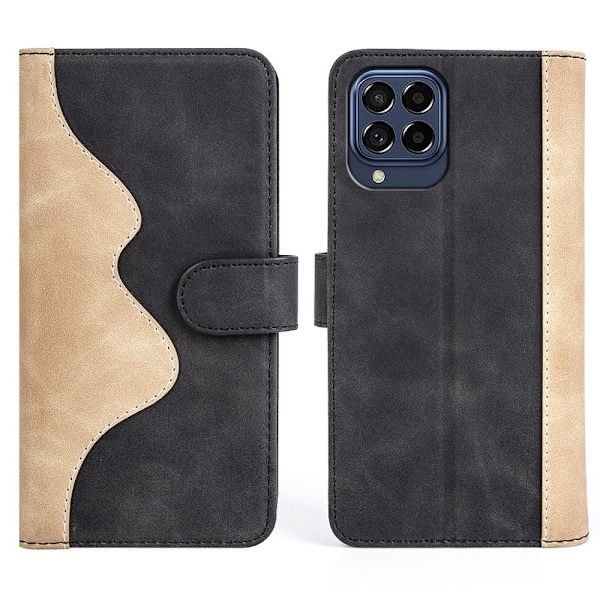 To Farvet Læder Flip Case til Samsung Galaxy M53 5g - Sort Black