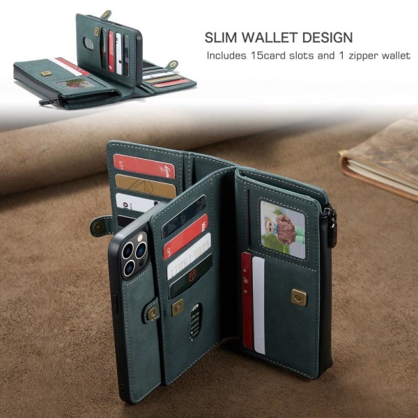 CaseMe 2-i-1 iPhone 13 Pro fodral med plånbok - Grön Grön