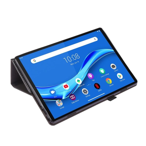 Vikbart fodral med Lichi-textur för Lenovo Tab M10 - Svart Svart