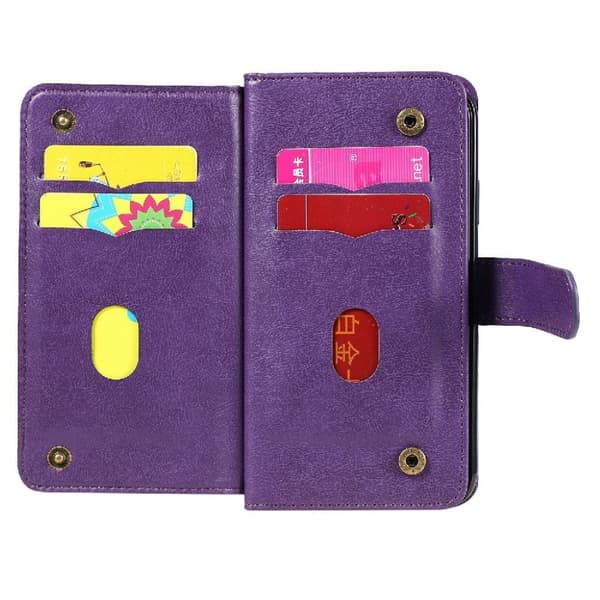 iPhone Xr etui med pung & 10 kortpladser – Lilla Purple