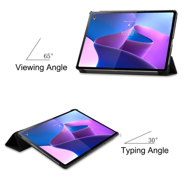 Lenovo Tab P12 Pro tri-fold läderfodral - Svart Svart