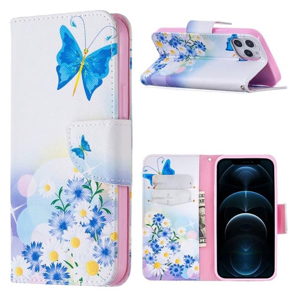 Wonderland iPhone 12 Pro / iPhone 12 flip etui - Sommerfugl Og Blomster Multicolor