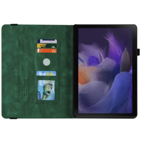 Samsung Galaxy Tab A8 10.5 (2021) flower imprint PU leather flip Grön