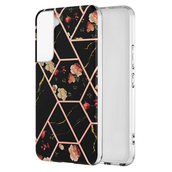 Marble Samsung Galaxy S22 Etui - Sorte Blomster Black