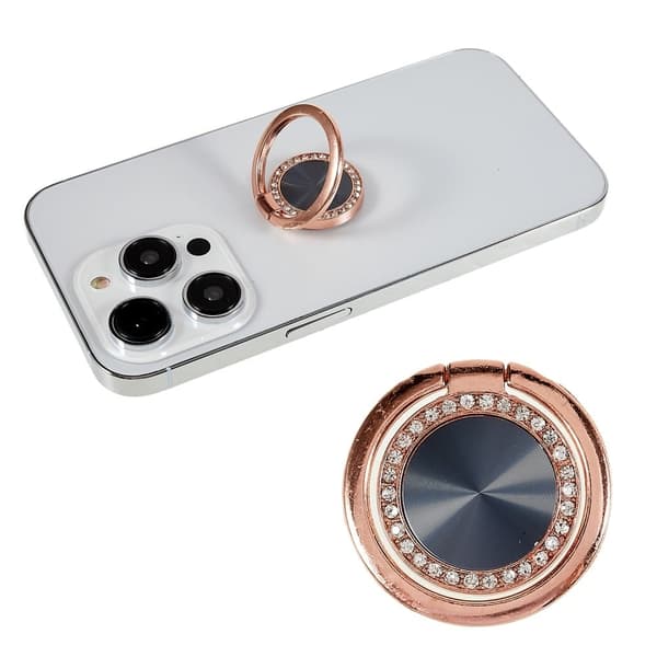 Ringhållare för smartphone med strassdekor i CD-stil - Roséguld Rosa
