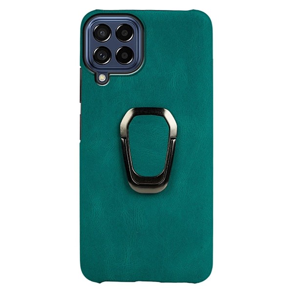Iskunkestävä nahkasuojus soikealla jalustalla Samsung Galaxy M53 5G:lle - Tummanvihreä Green