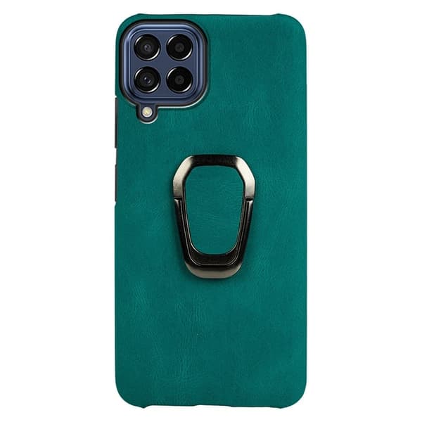 Stötsäkert läderfodral med oval kickstand för Samsung Galaxy M53 5G - Mörkgrön Grön