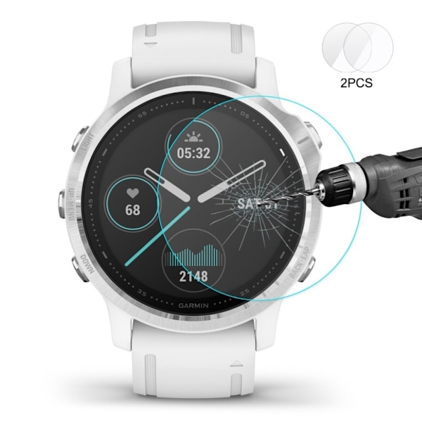 2Pcs HAT PRINCE Garmin Fenix 6S / 6S Pro 9H tempered glass screen protector Transparent