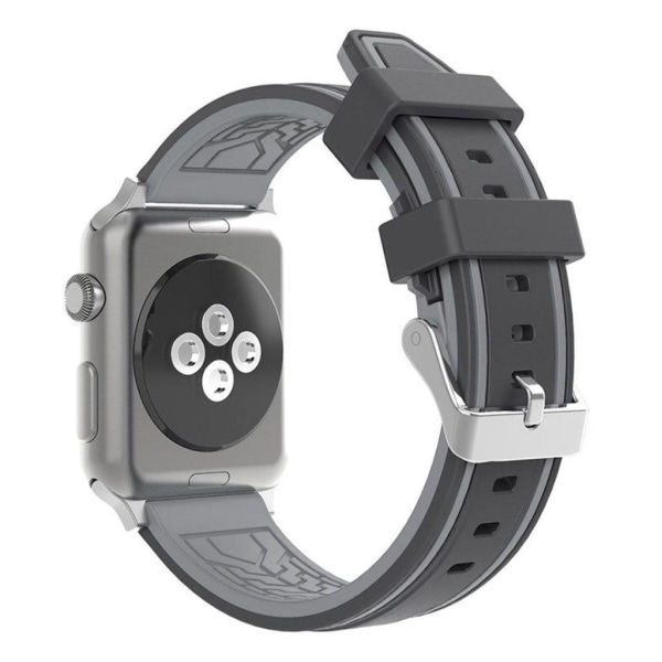 Apple Watch 42mm tofarvet silikone Urrem - Sort / Grå Black