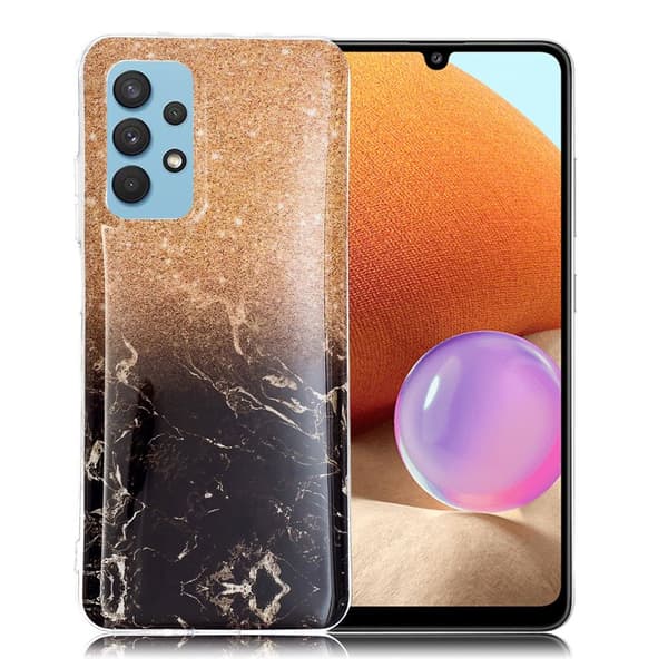 Marble Samsung Galaxy A32 Suojakotelo - Musta / Kulta Multicolor