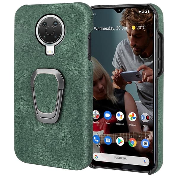 Stødsikkert lædercover med oval kickstand til Nokia G20 - Grøn Green