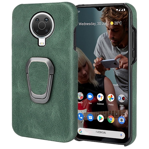 Stötsäkert läderfodral med oval kickstand för Nokia G20 - Grön Grön