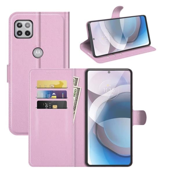 Classic Motorola One 5G Ace flip kuoret - Pinkki Pink