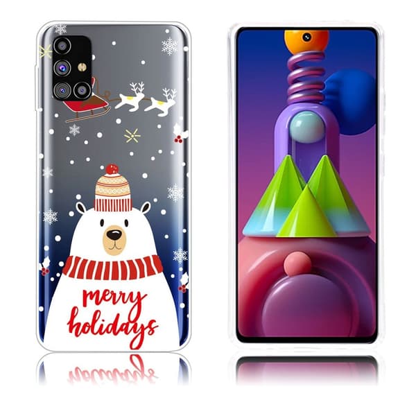 Christmas Samsung Galaxy M51 fodral - isbjörn with Scarf Vit