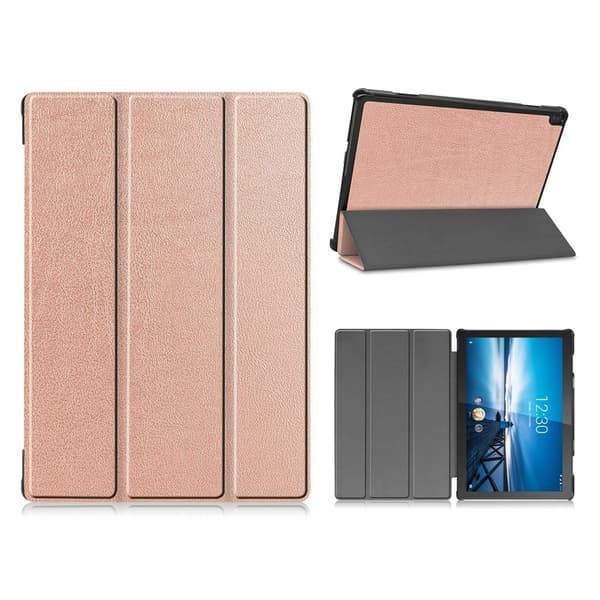 Lenovo Tab M10 Trippelt Lær Flippetui - Rose Gull Pink