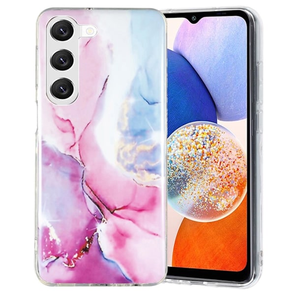Marble Samsung Galaxy A14 Etui - Lyserød / Blå Pink
