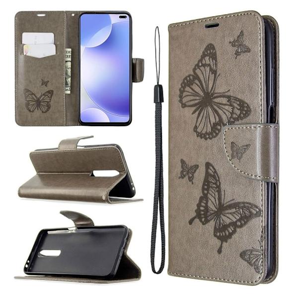 Butterfly Xiaomi Redmi K30 / Poco X2 flip etui - Grå Silver grey