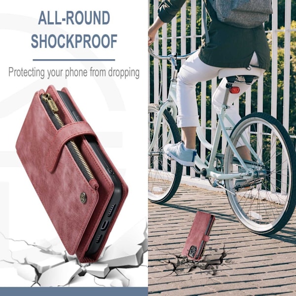 CaseMe vetoketjullinen lompakko-puhelinkotelo iPhone 13 Pro Max - Punainen Red