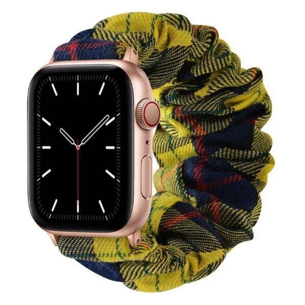 Apple Watch 40mm elastisk hårbåndsurrem - Gul / Sort Krydstæppe / Størrelse: L Yellow