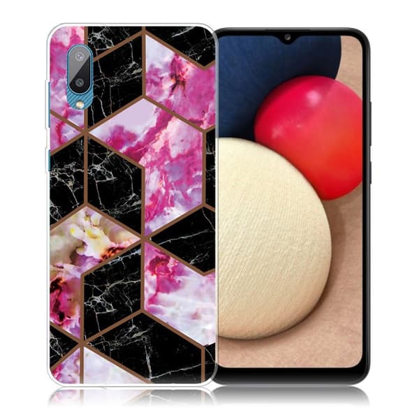 Marble design Samsung Galaxy M02 / Samsung Galaxy A02 cover - Sort Og Rose Marmor Multicolor