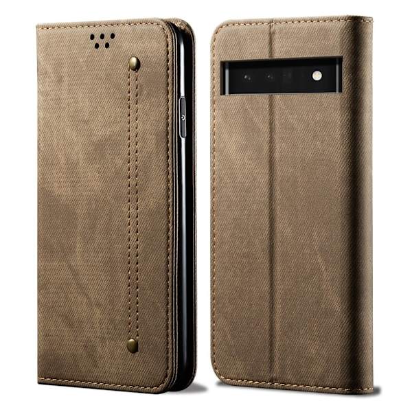 Jeans Google Pixel 6a Läppäkotelo - Khaki Brown