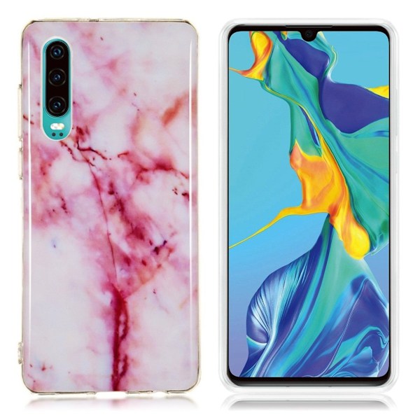 Huawei P30 marmor mønster etui - Model T Red