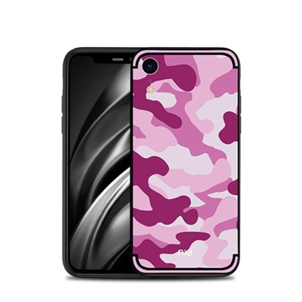 iPhone Xr NXE kamouflage mönstrat hybridplast mobilskal - Rosa Rosa