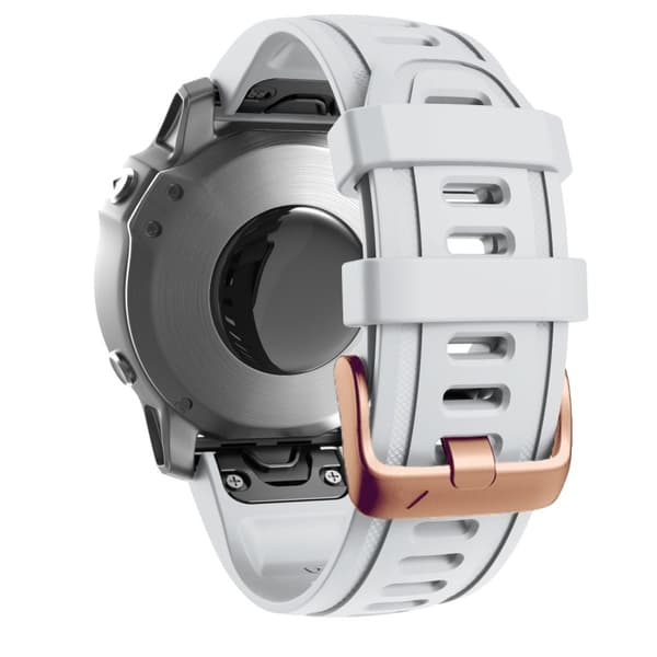20 mm silikonrem med rosa gullspenne til Garmin-klokke - Hvit White