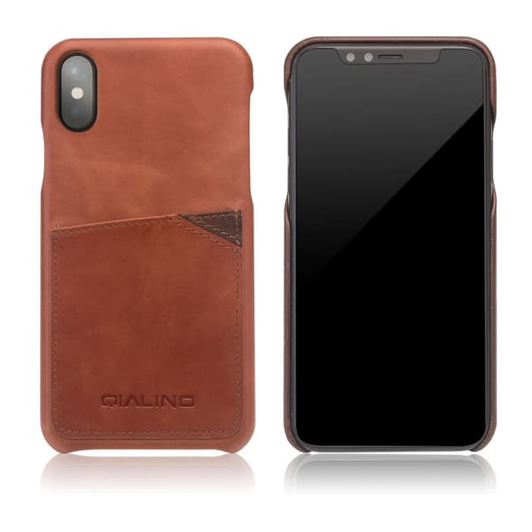 QIALINO iPhone X design suojakuori - Ruskea Brown