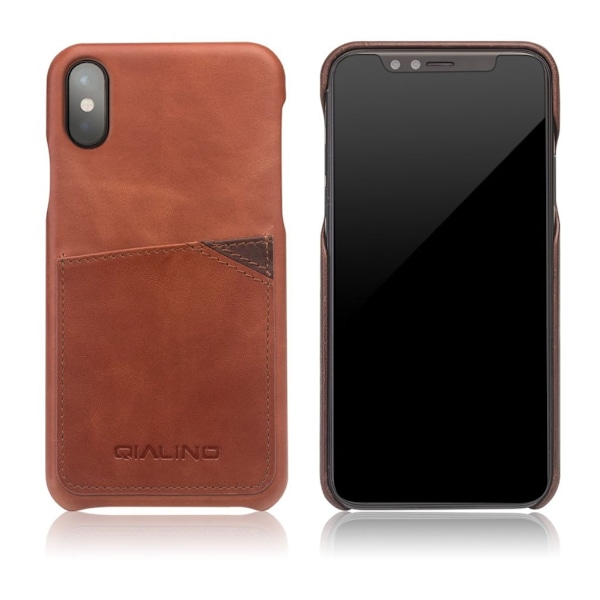 QIALINO iPhone X etui i okselæder - Brun Brown