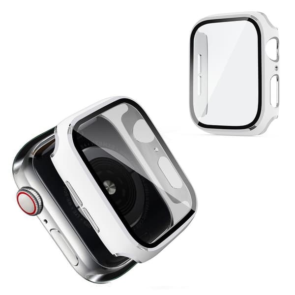 Apple Watch Series 6 / 5 40mm cool frame with tempered glass - White / Silver Vit