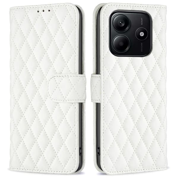 Matt Xiaomi Redmi Note 14 5G fodral med rombmönster - Vit Vit