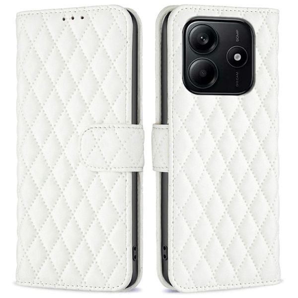 Rhombus mat Xiaomi Redmi Note 14 5G flip etui - Hvid White