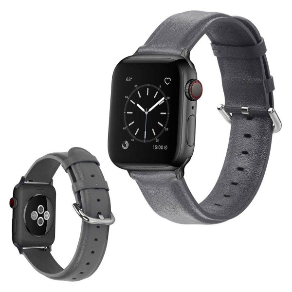 Apple Watch Series 5 40mm ægte læder Urrem - Grå Silver grey