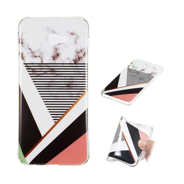 Samsung Galaxy J4 Plus beskyttelses deksel av TPU med IMD marmor printet mønster - stil E Multicolor